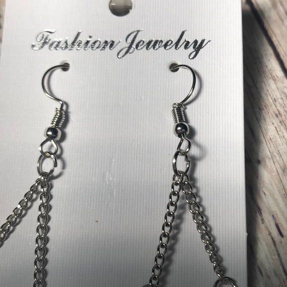 Tibetan style red & silver earrings NWT - Picture 3 of 4